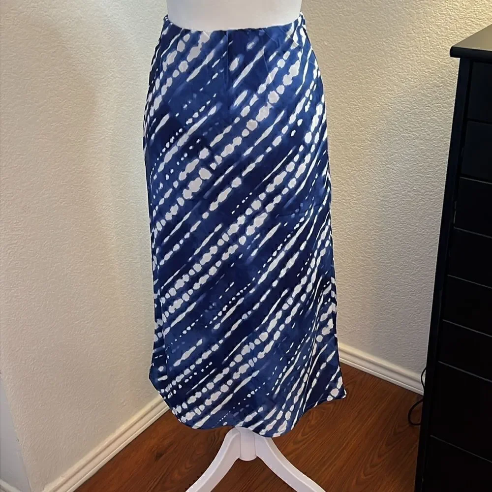 Japna Blue and White Print Maxi Skirt - Size Small